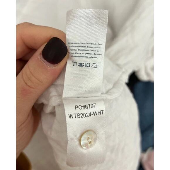 Faherty Desmond Dream Cotton Double Gauze Blouse Top Washed White Popover Sz XL - Picture 6 of 6